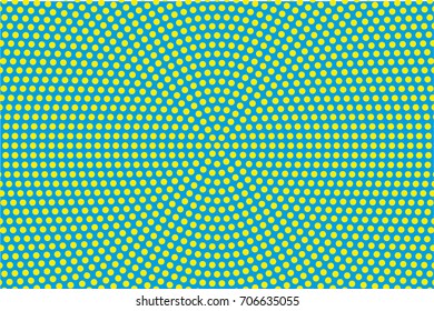 Cartoon pattern with circles, dots Halftone dotted background. Pop art style. Design element, border for web banners, cards, wallpapers. Colorful. Yellow and blue color. Vector illustration