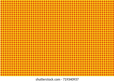 Cartoon pattern with circles, dots, points. Halftone dotted background. Pop art style. Design element, border for web banners, cards, wallpapers.  Yellow and orange color. Vector illustration