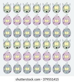 Cartoon pattern eggs monsters