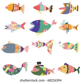 cartoon pattern fish icon