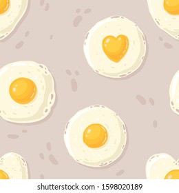 cartoon pattern of the fried eggs in the different shapes