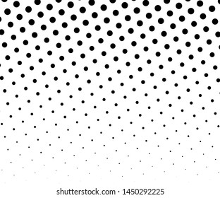 Cartoon pattern with small and big circles, dots Halftone dotted background. Pop art style. Design element, border  for web banners, cards, wallpapers.  Vector illustration