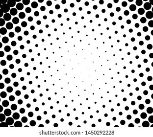 Cartoon pattern with small and big circles, dots Halftone dotted background. Pop art style. Design element, border  for web banners, cards, wallpapers.  Vector illustration