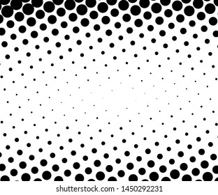 Cartoon pattern with small and big circles, dots Halftone dotted background. Pop art style. Design element, border  for web banners, cards, wallpapers.  Vector illustration