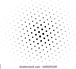 Cartoon pattern with small and big circles, dots Halftone dotted background. Pop art style. Design element, border  for web banners, cards, wallpapers.  Vector illustration
