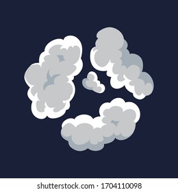 Cartoon Muster der Rauchwolke. Bombenexplosion. Comic Vektorillustration Nebel puff. Dampfwolke, Wasserdampf oder Staubexplosionselement