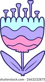 Cartoon gemusterte Blume in heller Neonfarbe