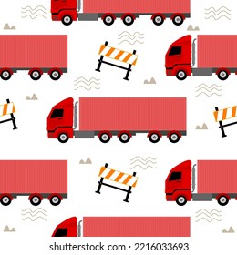 Cartoon pattern.Lorry pattern. truck and equipment pattern