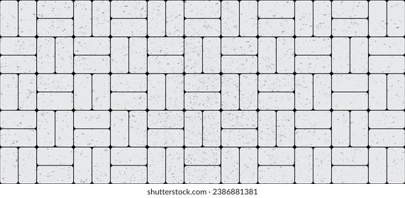 Cartoon paving stones pattern. sidewalk tiles. Zig zag paving blocks. Pavement stones. Street cobblestone, tile path, sidewalk park, road or garden patio sign,  Vector bricked, pebbled surface, ground