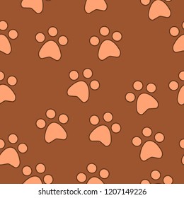 Cartoon paw seamless pattern background animal