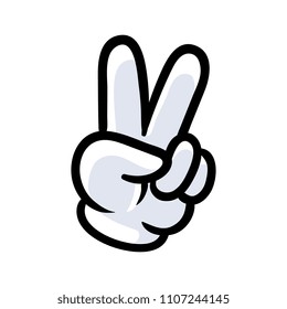 Cartoon Peace Hand Sign