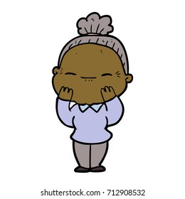 cartoon peaceful old woman