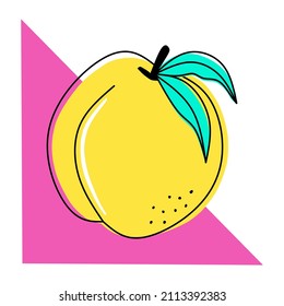 Cartoon peach fruit flat icon