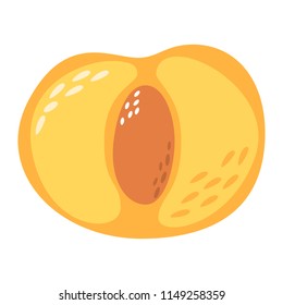 Cartoon peach on a white background. Peach Icon in Color. Vector illustration