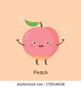 cartoon peach. vector food illustration