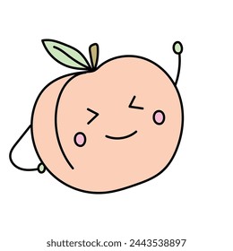 Cartoon peach. Vector illustration in doodle style.