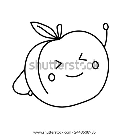 Cartoon peach. Vector illustration in doodle style.