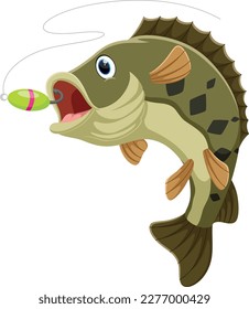 Cartoon Peacock bass fish jumping