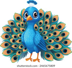 Cartoon peacock isolated on white background