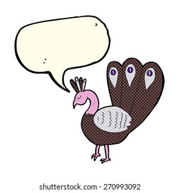 pavo real con burbuja de habla