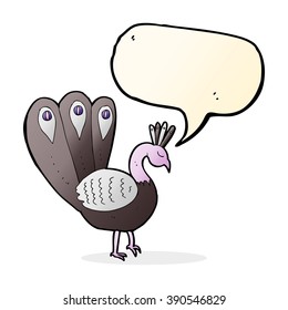 cartoon peacock with speech bubble