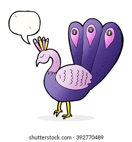 pavo real con burbuja de habla
