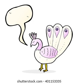 cartoon peacock with speech bubble
