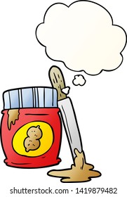 cartoon peanut butter with thought bubble in smooth gradient style
