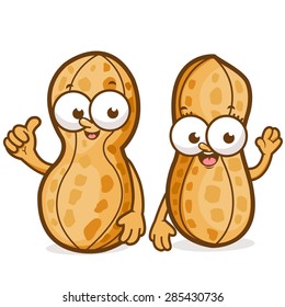 Cartoon peanut characters. Vector illustration