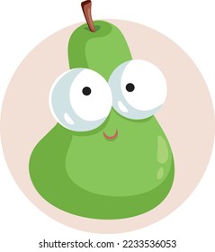 
Cartoon Pear Fruit Mascot Smiling Vector Illustration. Happy cheerful fruit character 
