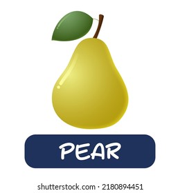 cartoon pear fruit vector isolated on white background