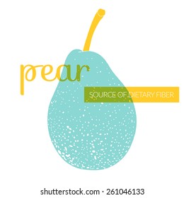 Cartoon pear illustration. Vector pear. Kitchen design element