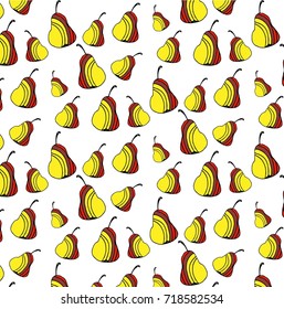 Cartoon pear pattern. For prints, decorations, cards. Vector illustration.