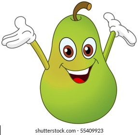 Cartoon pear raising his hands