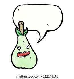 cartoon pear with speech bubble