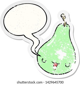 desenho animado pera com balão afligido afligido velho adesivo