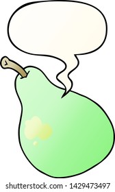 pera de dibujos animados con burbuja de voz en un estilo de gradiente suave