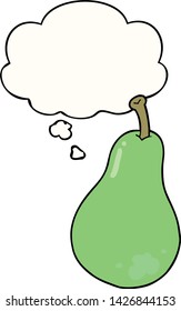 cartoon pear with thought bubble