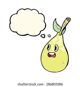 cartoon pear with thought bubble