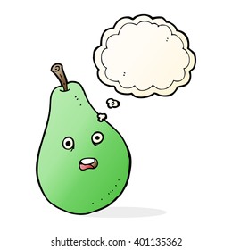 pera de dibujos animados con burbuja de pensamientos