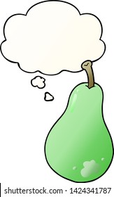 cartoon pear with thought bubble in smooth gradient style