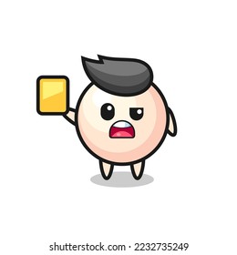 cartoon pearl character as a football referee giving a yellow card , cute style design for t shirt, sticker, logo element