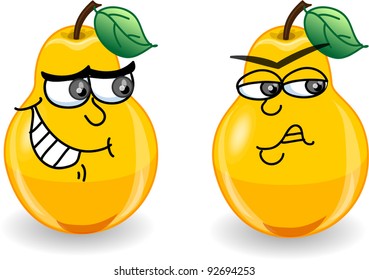 Cartoon pears with emotions