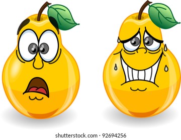 Cartoon pears with emotions