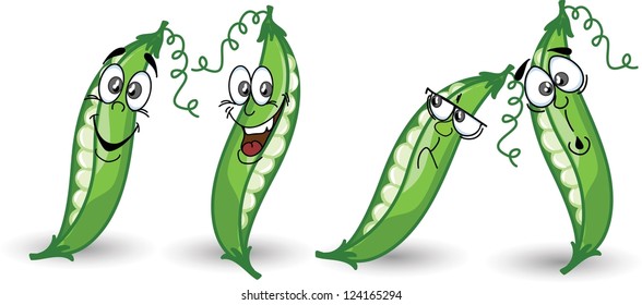 Cartoon peas  with emotions