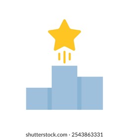 desenho animado pedestal com estrela como vencedores pódio. estilo plano tendência mínima moderno logotipo logotipo logotipo logotipo elemento de design gráfico isolado no branco. conceito de vitória fácil e bem-sucedida na competição