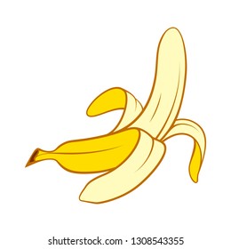 Cartoon Peeled Banana Icon. Snack Concept Illustration can be Used for Topics like Food, Diet, Healthy Eating on White Background