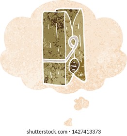 cartoon peg with thought bubble in grunge distressed retro textured style