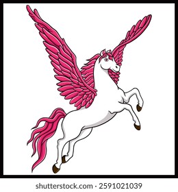 Cartoon pegasus on white background