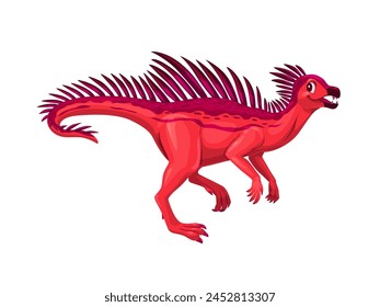 Cartoon pegomastax dinosaur character. Isolated vector small herbivorous dino known for its parrot-like beak, quill-like bristles and sharp fangs, living in the early jurassic period of ancient Africa